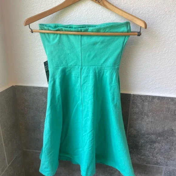 Express aqua strapless skater dress - Picture 2 of 3